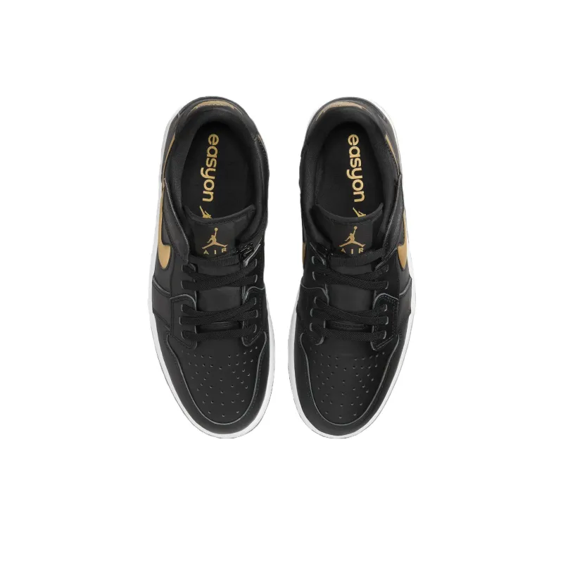 Jordan 1 Low FlyEase Black White Metallic Gold-3
