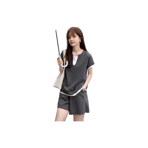 Mo Han Yi Mei Casual Suits Women's Gray And White