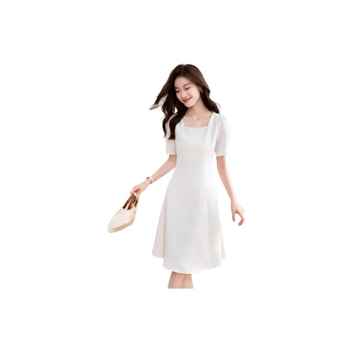 Mo Han Yi Mei Short-Sleeved Dresses Women's Off White