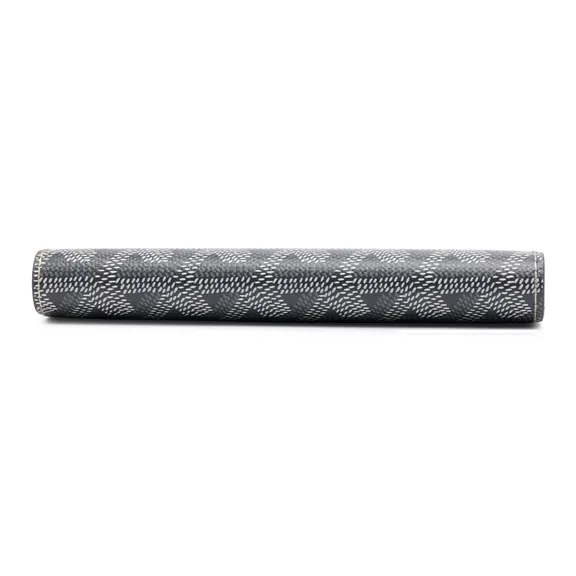 GOYARD Grenelle Canvas With Calfskin Card Holder Passport Holder Unisex Gray-3