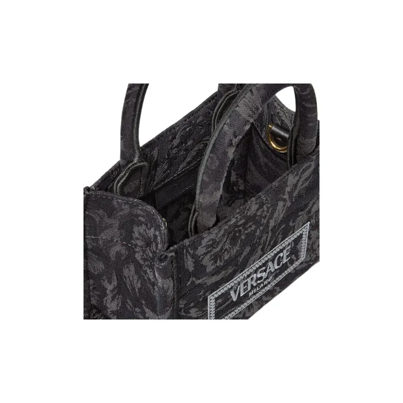 VERSACE Nylon Tote Bag Shopping Bag Handbag Extra Small Women's Black & Print-3