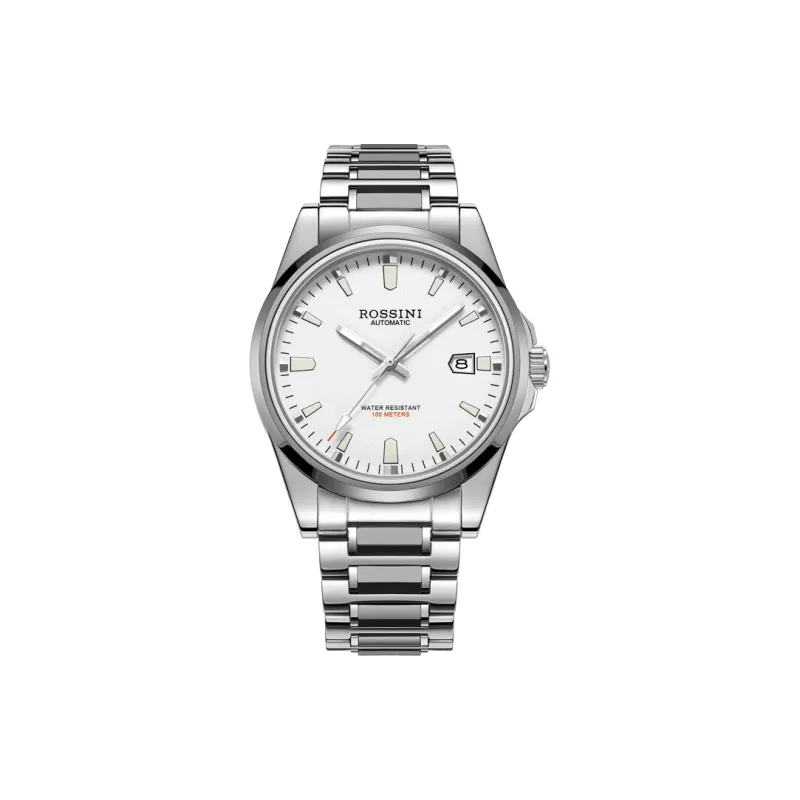 ROSSINI Tungsten Steel Series · Anvil Automatic Mechanical Movement Tungsten Steel Strap Watch Men's Watches Black Dial-4