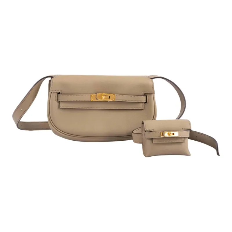 HERMES Kelly Swift Leather Crossbody Bag Shoulder Bag Women's 8Q BEIGE MARFA Marfa Mi-1