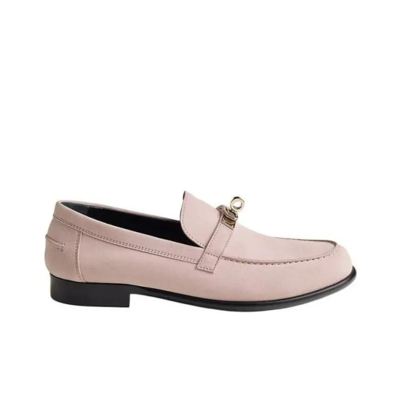 HERMES Destin Loafers Women's Pink-1