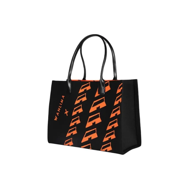 Wanlima Fabric Tote Bag Shopping Bag Handbag Shoulder Bag Large Size Women's Black/Orange Green/White-2