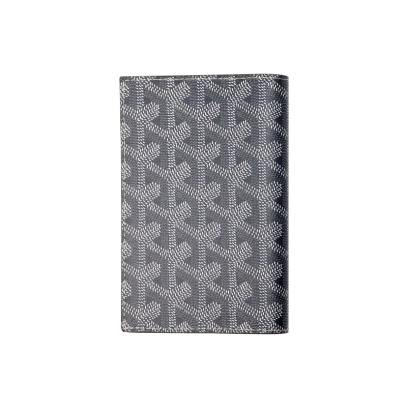 GOYARD Grenelle Canvas With Calfskin Card Holder Passport Holder Unisex Gray-4