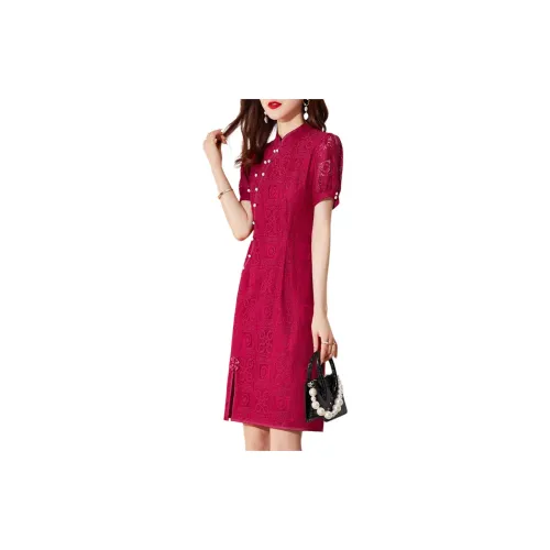 Mo Han Yi Mei Short-Sleeved Dresses Women's Red