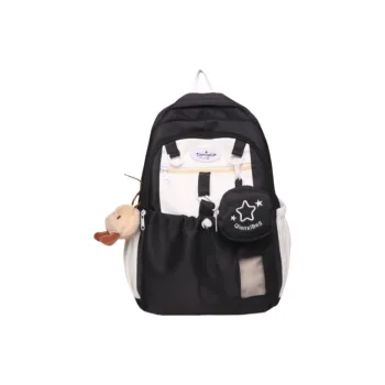 Rainbow Girl Nylon Backpack Regular Women's Black/Yellow/Purple/Pink/Blue