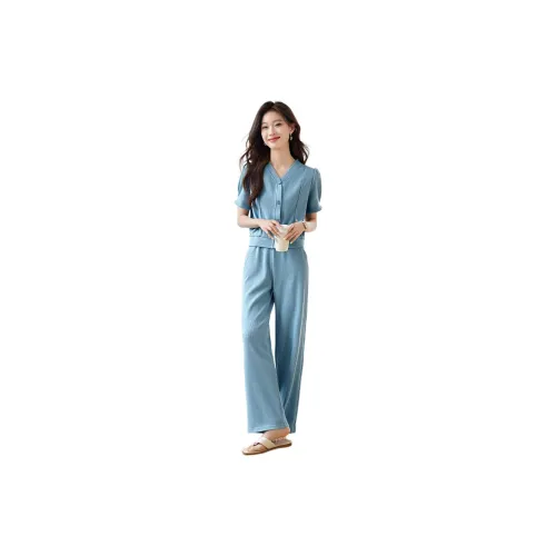 Mo Han Yi Mei Casual Suits Women's Gray Blue