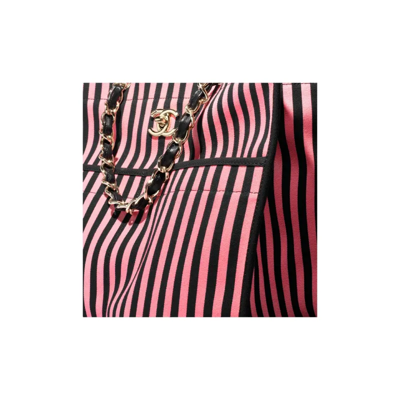 CHANEL Canvas Bag, Handbag, Shoulder Bag Women's Black & Pink-2