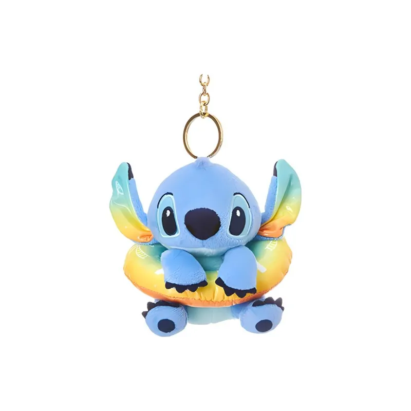 Disney Stitch Beach Party Collection Swim Ring Blue/Yellow Dolls Plush Pendant 11cm High-0