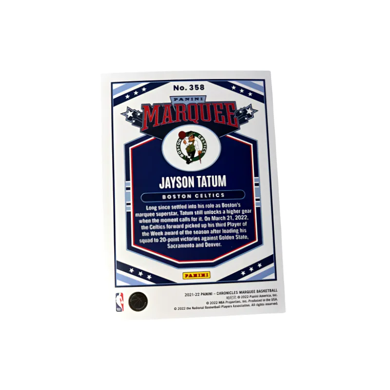 PANINI Jayson Tatum Chronicle Marcus Smart 2021 2022 Season Silver Fold Player Card Quality Universal Sports Cards 1 Pc-1
