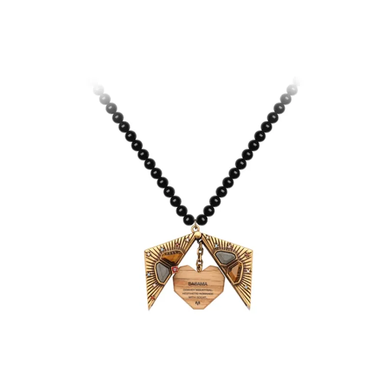 BABAMA Synthetic/Artificial Obsidian Jade Necklaces Unisex-1