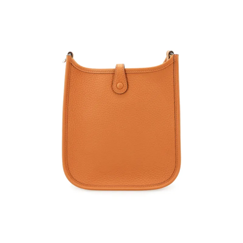 HERMES Evelyne Clemence Cow Leather Shoulder Bag, Crossbody Bag Mini Unisex Hermes Orange-5