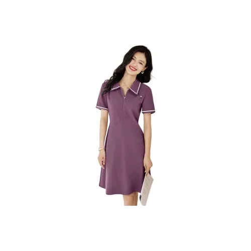 Mo Han Yi Mei Short-Sleeved Dresses Women's Purple