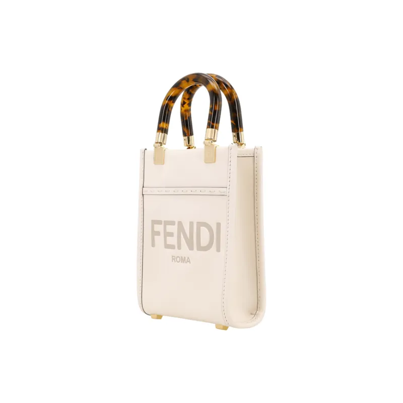 FENDI Sunshine Calfskin Tote Bag, Shopping Bag, Shoulder Bag, Crossbody Bag, Handbag Mini Women's White-2