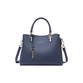 RED DRAGONFLY Cow Leather Tote Bag, Shopping Bag, Handbag Medium Size Women's Blue