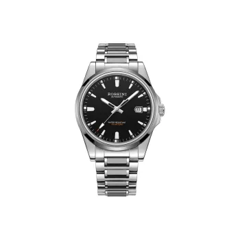 ROSSINI Tungsten Steel Series · Anvil Automatic Mechanical Movement Tungsten Steel Strap Watch Men's Watches Black Dial