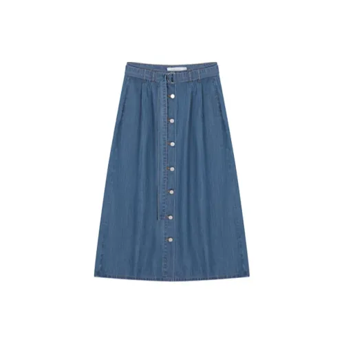 Mo Han Yi Mei Denim Long Skirts Women's Denim Blue