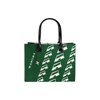 Wanlima Fabric Tote Bag Shopping Bag Handbag Shoulder Bag Large Size Women's Black/Orange Green/White