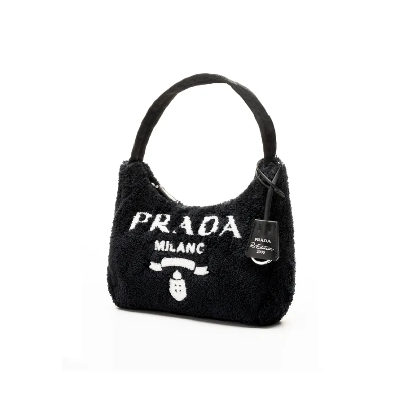 PRADA Re Edition Terry Fabric Shoulder Bag Handbag Shoulder Bag Women's Black-3