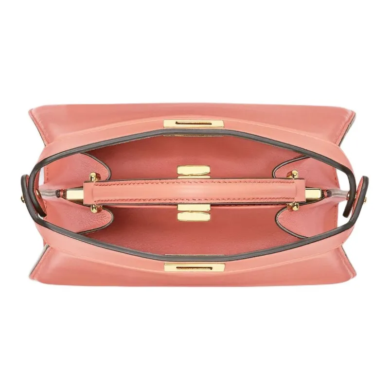 FENDI Peekaboo ISeeU Lambskin Shoulder Bag Crossbody Bag Handbag Small Size Women's Pink-3