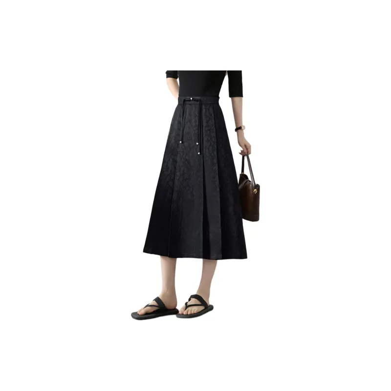 Mo Han Yi Mei Casual Long Skirt Women's Black-2