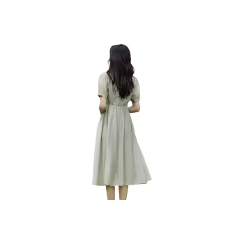 Mo Han Yi Mei SS24 Short Sleeved Dresses Women's Green