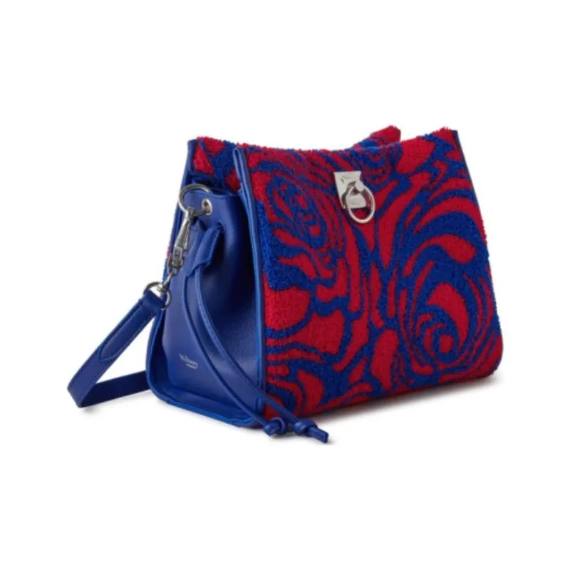 Mulberry Terry Cloth Portable Crossbody Bag Shoulder Bag Small Size Women's Red & Blue-1