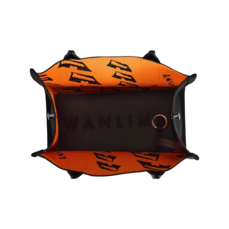 Wanlima Fabric Tote Bag Shopping Bag Handbag Shoulder Bag Large Size Women's Black/Orange Green/White-4