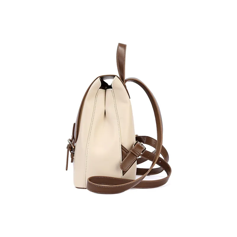 TUCANO Leather University Student Everyday Handbag, Backpack Regular Women's Apricot-2