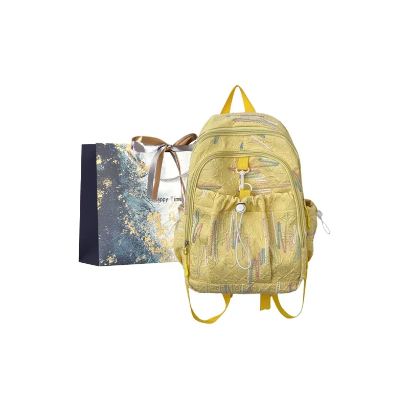 Iman's House Nylon Backpack Pink/White/Yellow/Black-5