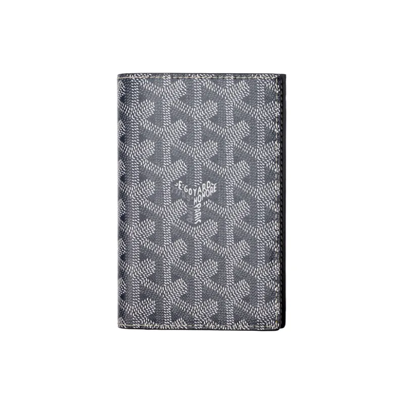 GOYARD Grenelle Canvas With Calfskin Card Holder Passport Holder Unisex Gray-1