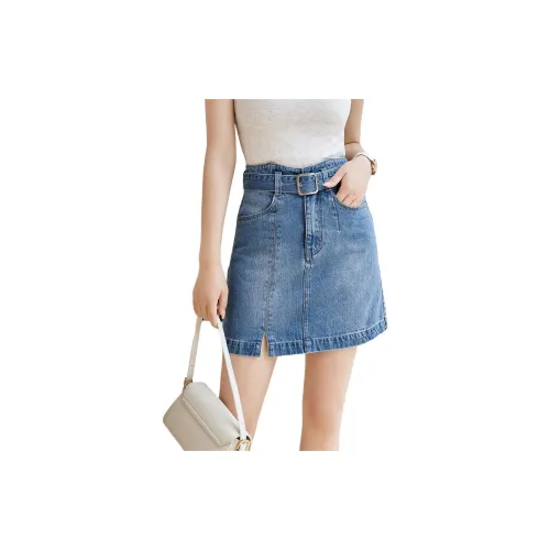 Mo Han Yi Mei Denim Short Skirts Women's Blue