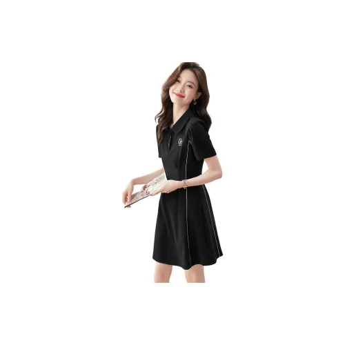 Mo Han Yi Mei Short-Sleeved Dresses Women's Black