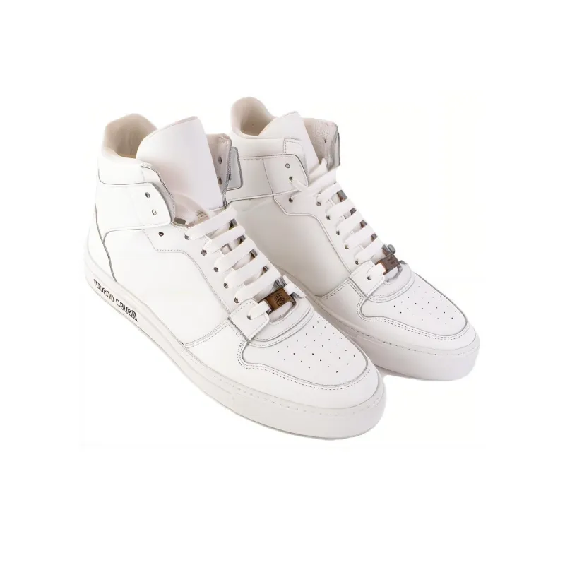 Roberto Cavalli High-Top Skateboard Shoes Men's White-2
