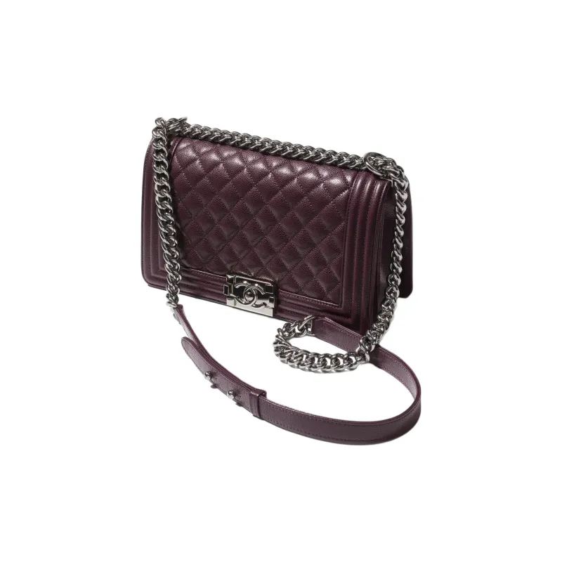 CHANEL Grain Caviar Calfskin Crossbody Bag, Shoulder Bag Women's Dark Brown-1