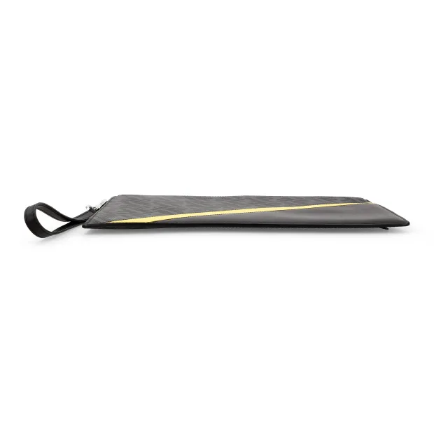 FENDI Canvas With Leather Clutch Regular Men's Black Gray Color/Yellow-7