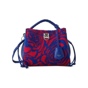 Mulberry Terry Cloth Portable Crossbody Bag Shoulder Bag Small Size Women's Red & Blue