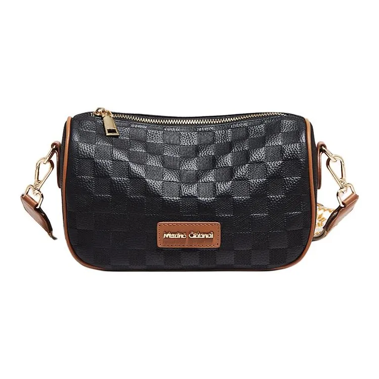 Marino Orlandi Genuine Leather, Top Grain Cow Leather Shoulder Bag Dumpling Bag Women's Black/Ecru-4