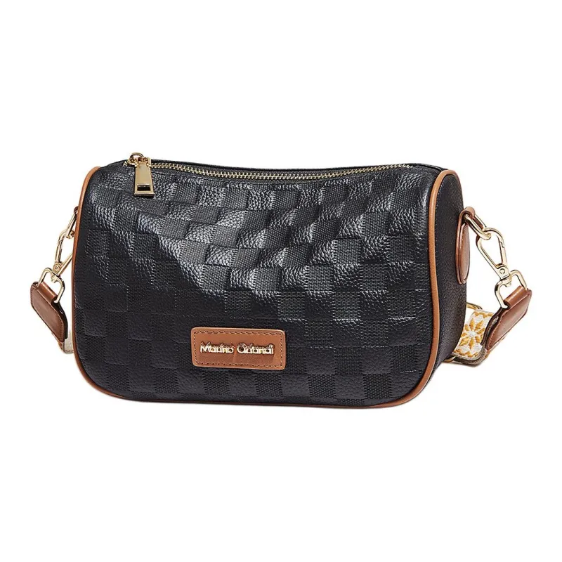 Marino Orlandi Genuine Leather, Top Grain Cow Leather Shoulder Bag Dumpling Bag Women's Black/Ecru-0