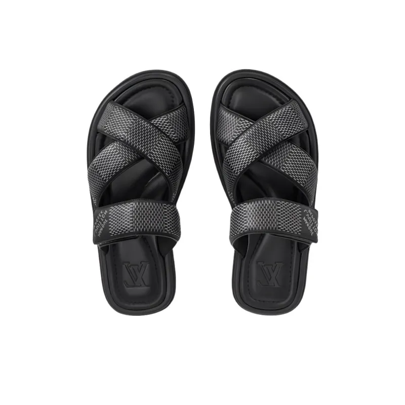 LOUIS VUITTON Slip Resistant Slide Slippers Men's Black-5