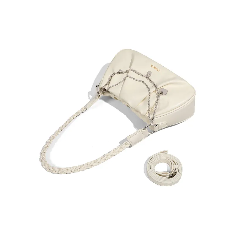 MILLIE'S Cow Leather With Synthetic Leather Handbag, Shoulder Bag Regular Women's Ecru-5