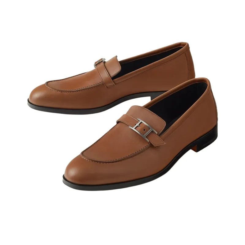 HERMES Monterey Loafers Men's Brown-2