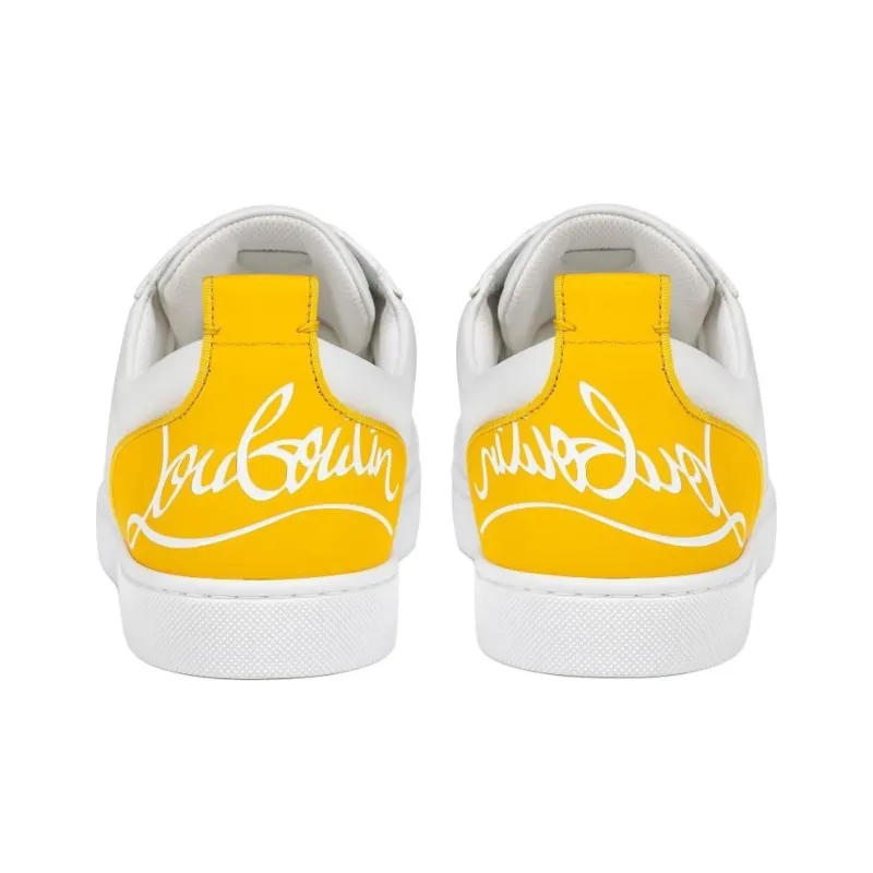 CL Fun Louis Junior Low Top Skateboard Shoes Men's White Yellow-4