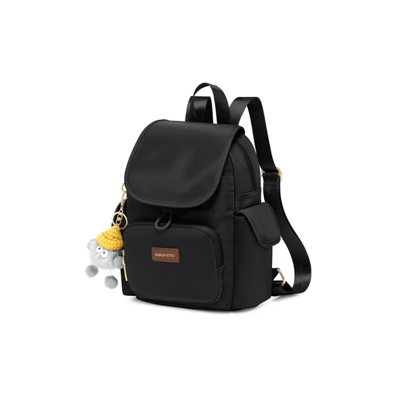 MAKEUP KITTEN Nylon Fabric With Synthetic Leather Backpack Women's Khaki/Black-8