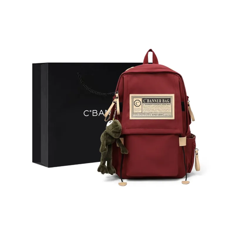 C°BANNER Fabric Backpack Large Size Unisex Red/Black-6