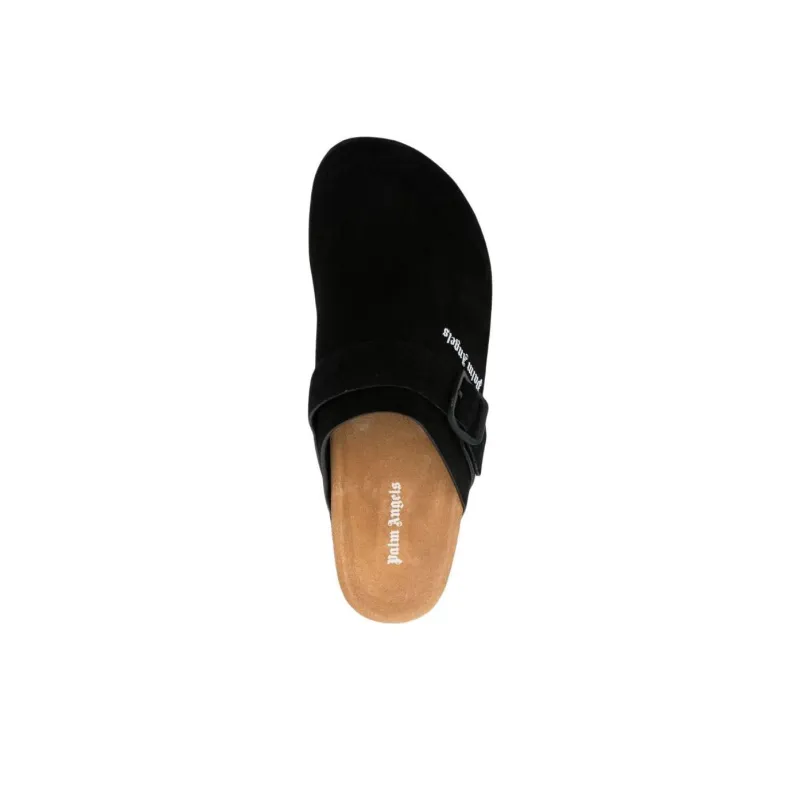PALM ANGELS Logo print Suede Slippers-3