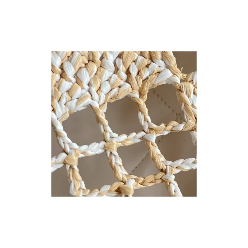 CHANEL Raffia Fiber Effect & Metal Tote Bag, Shopping Bag, Beach Bag, One Shoulder Handbag Women's Beige-7