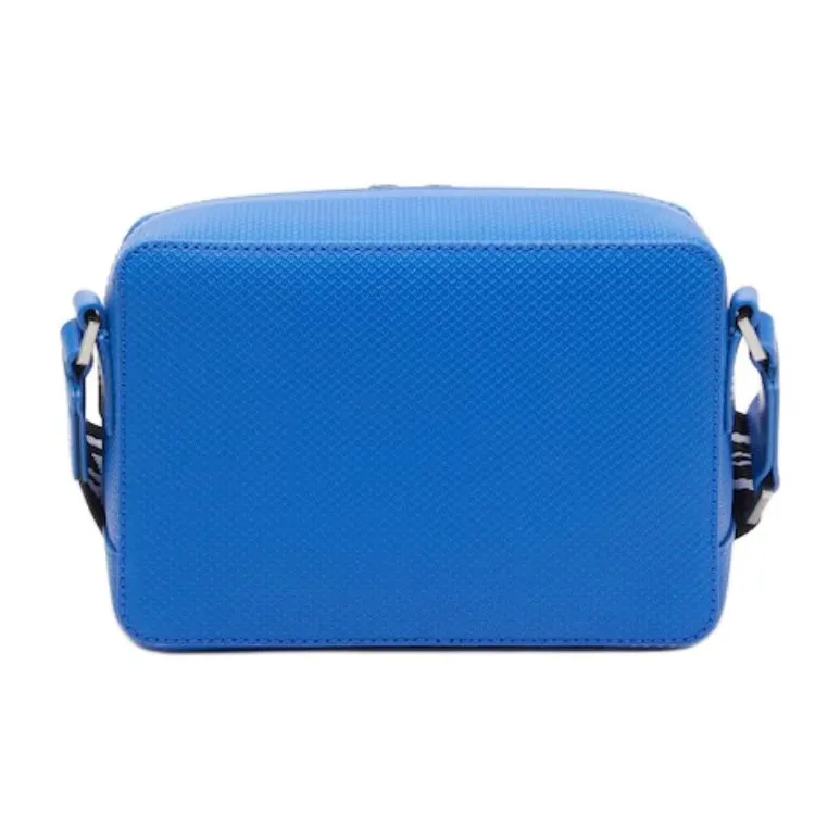 LACOSTE Split Cow Leather Crossbody Bag, Shoulder Bag Regular Unisex Blue-3